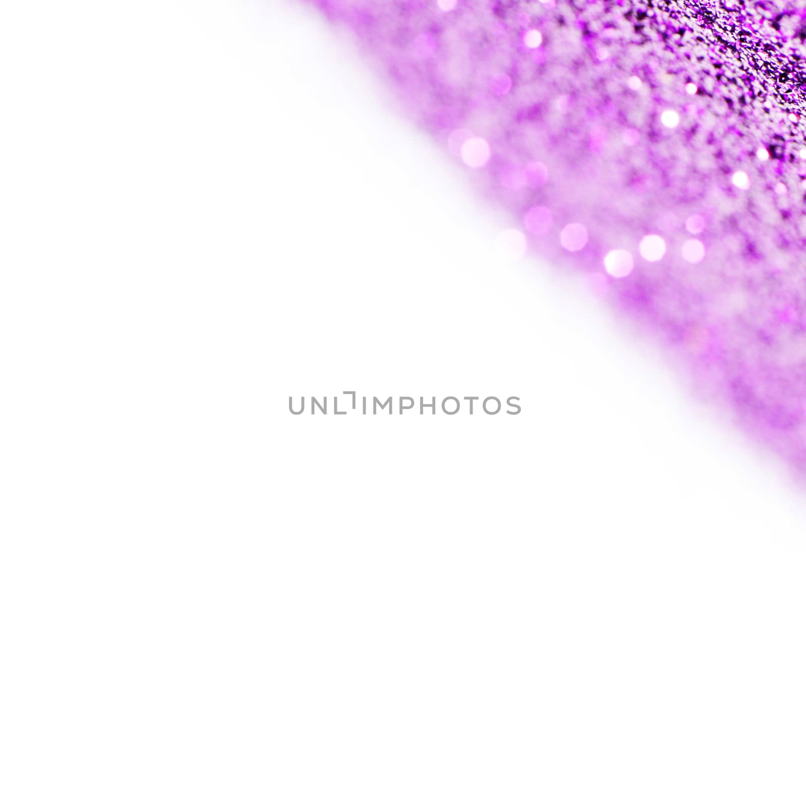 Purple shiny glitter holiday background with white copy space