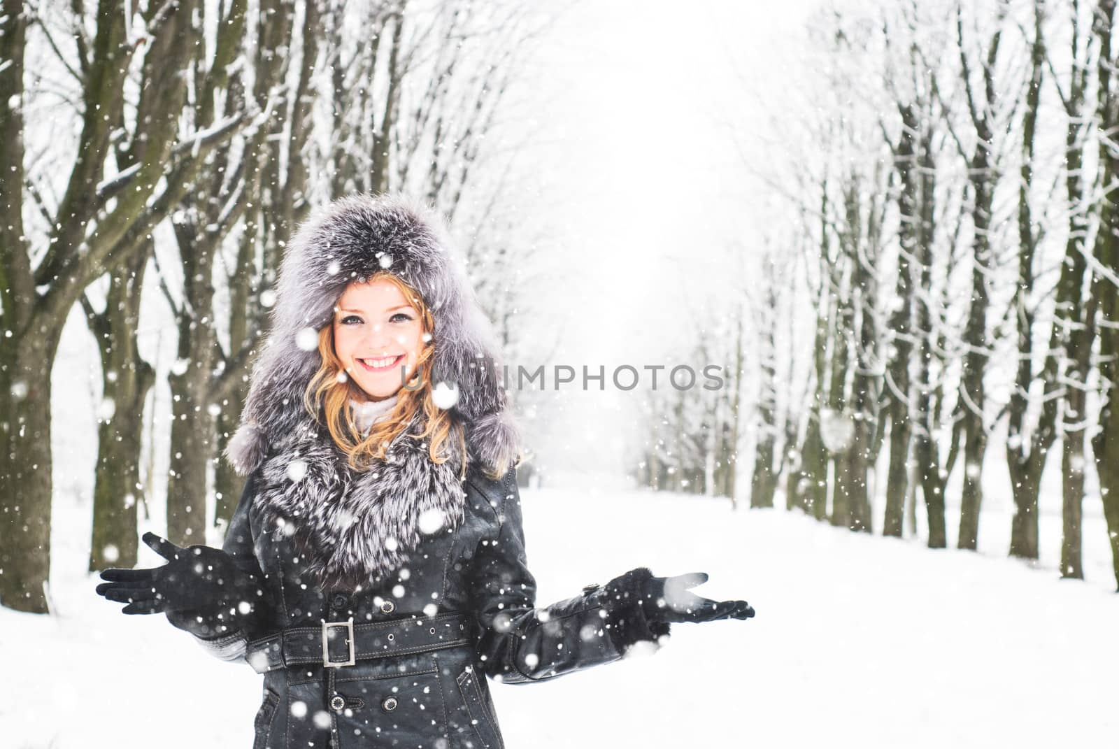 Woman in winter by oksix