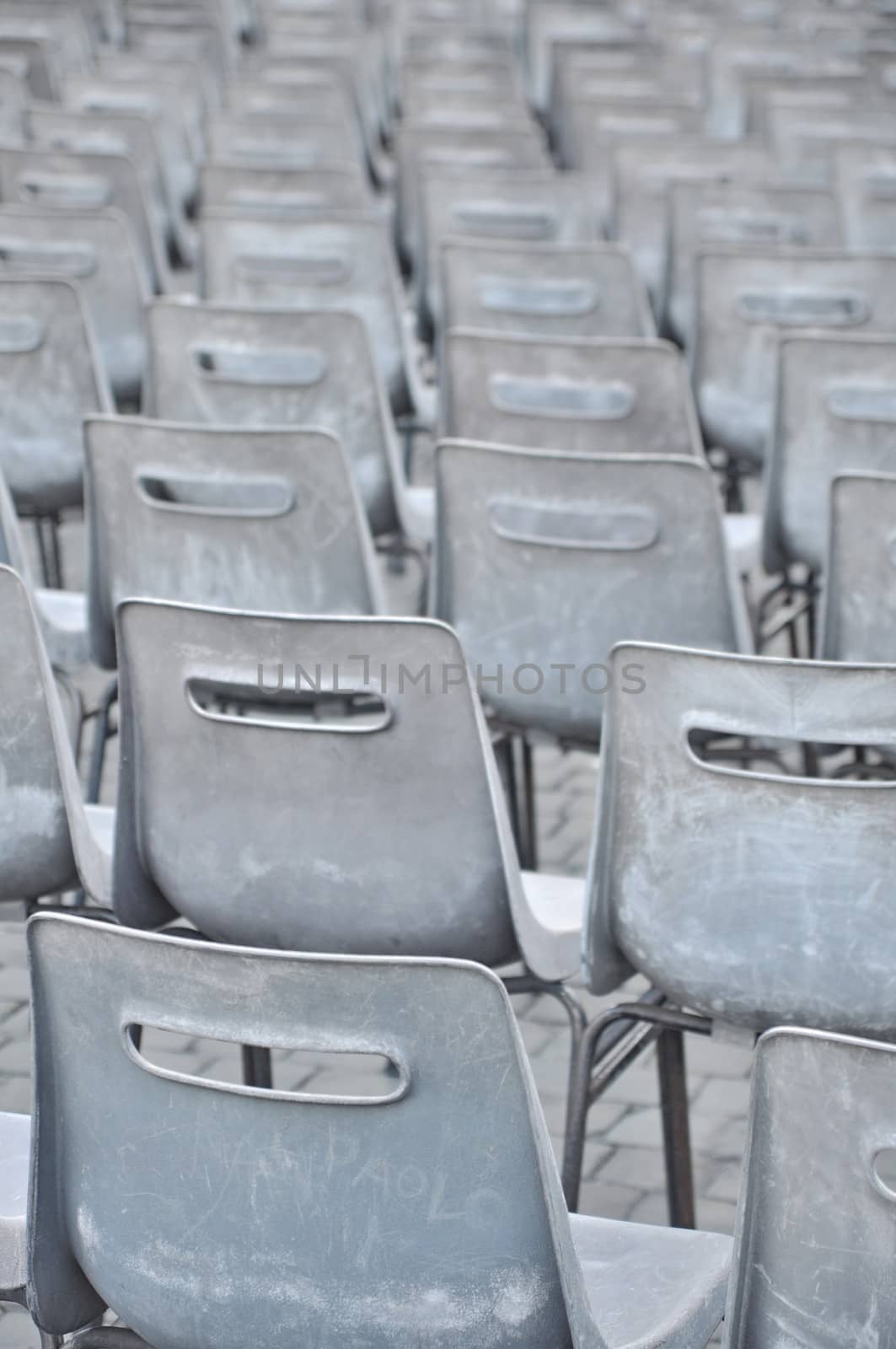 Empty grey chairs