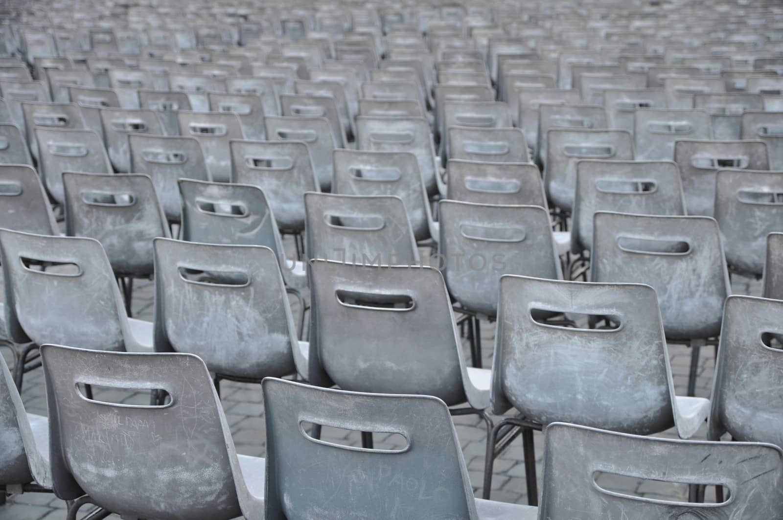 Empty grey chairs