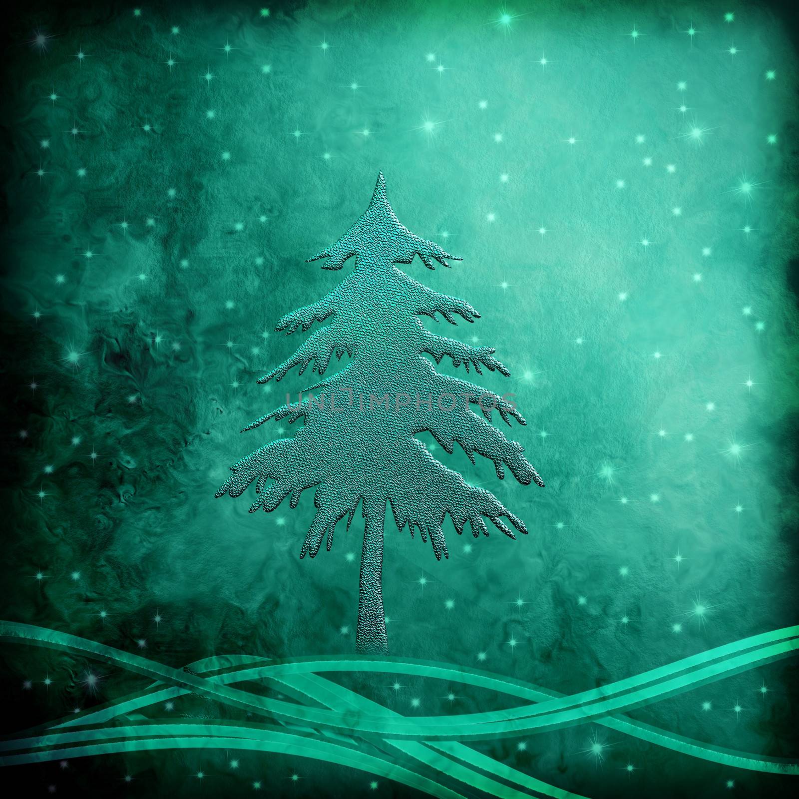 Christmas background, metal tree starry night background