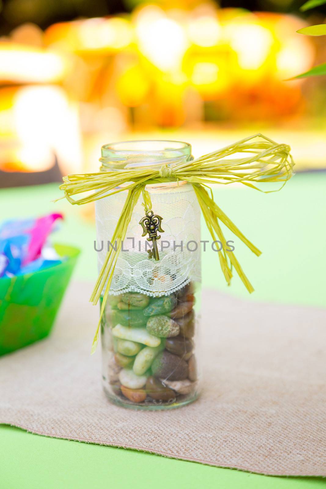 Candles are used as decor for this wedding reception after the bride and groom are married.