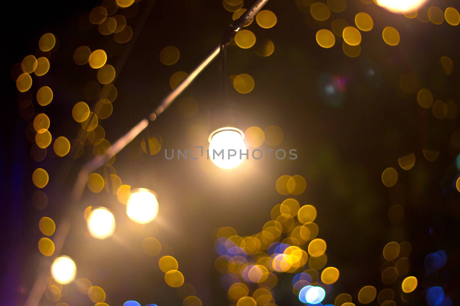 Yellow bokeh. Abstract Christmas background