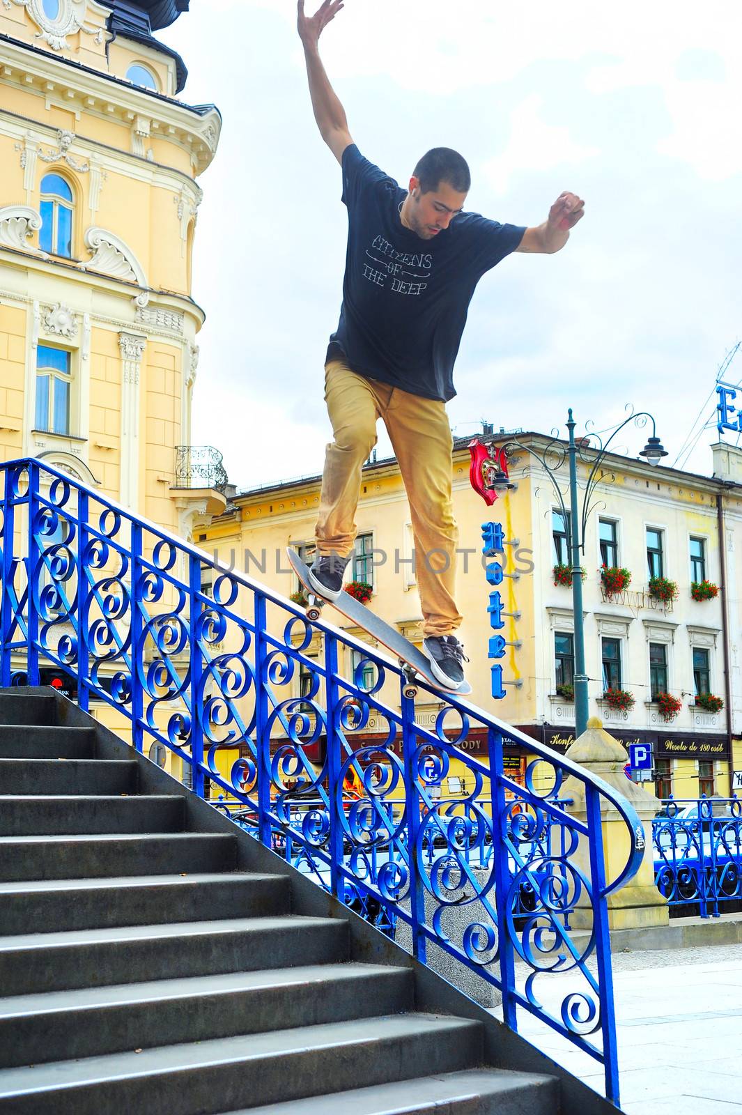 Skateboarder jumps  by joyfull