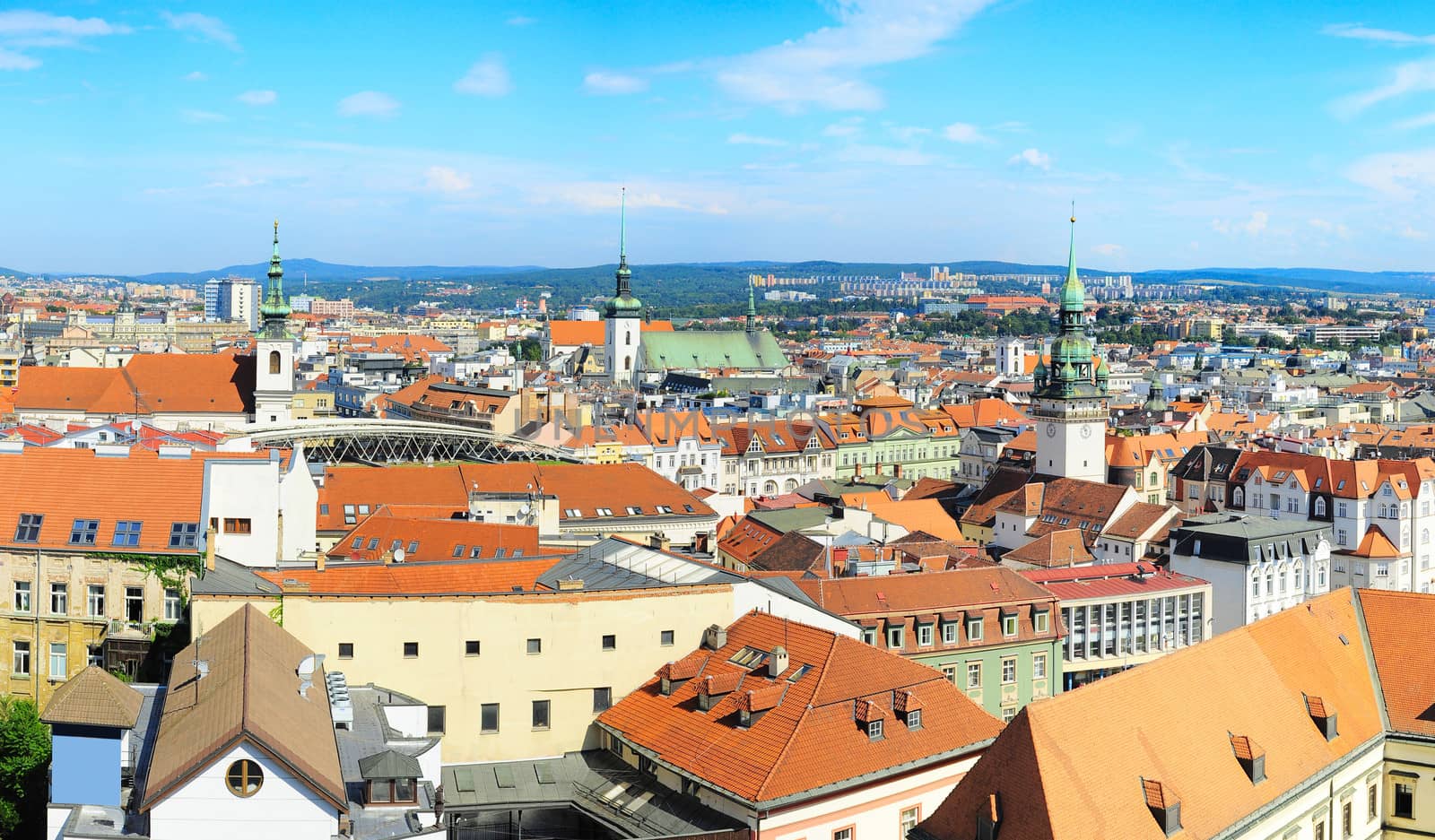 Aerial view of Brno city in the sunny day, Czech Republic
