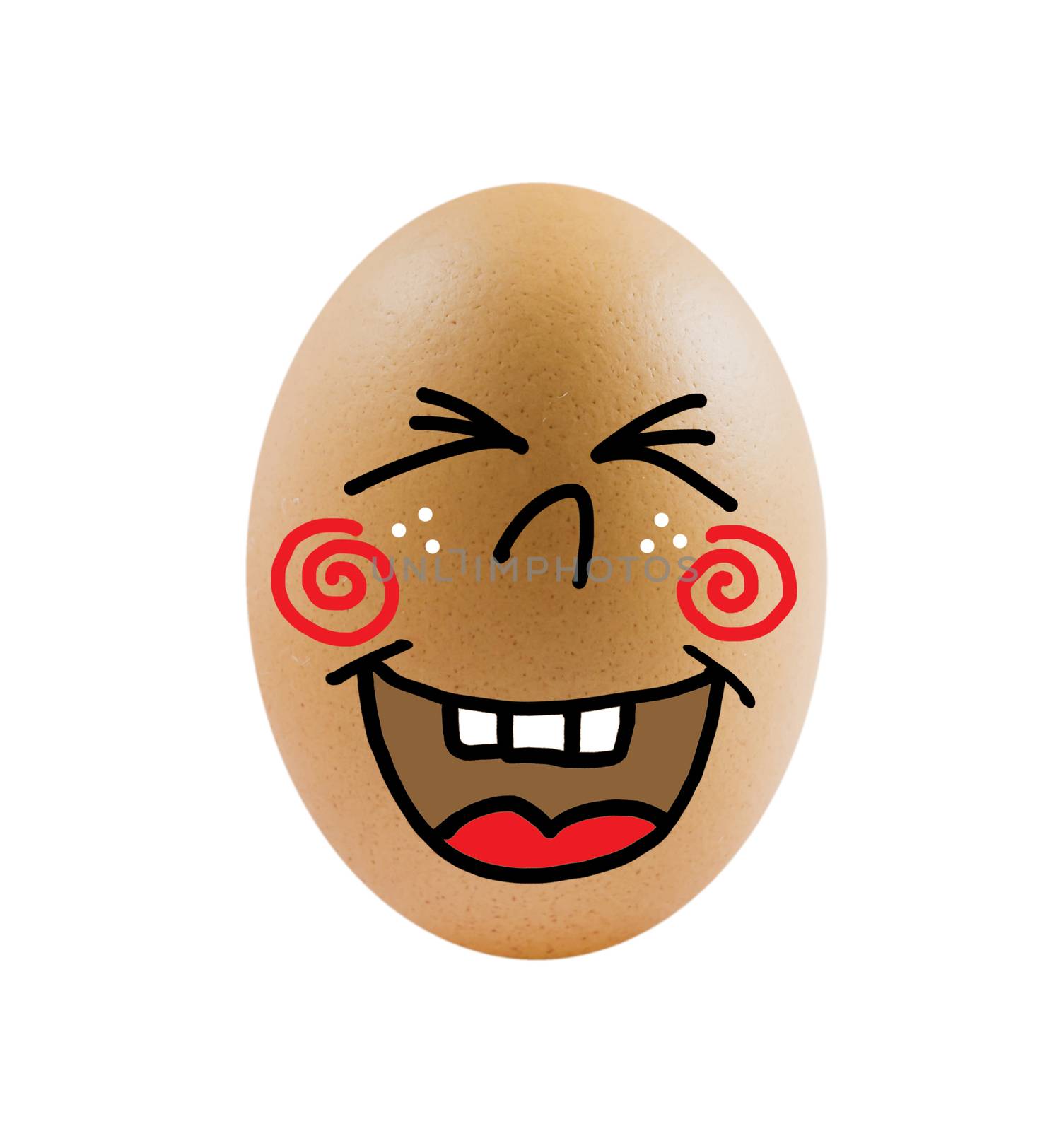 one  brown egg on white background .