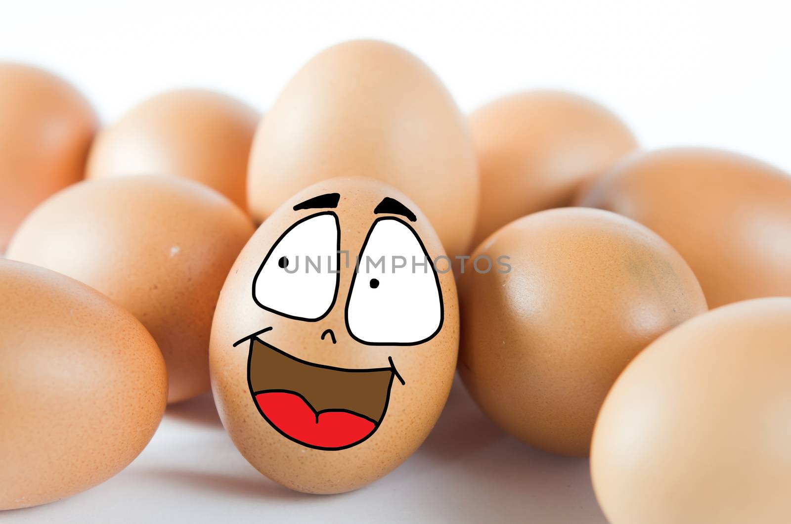  brown egg with happy face with friend