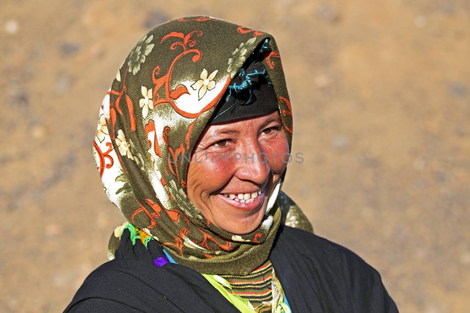 Young nomad woman in the desert
