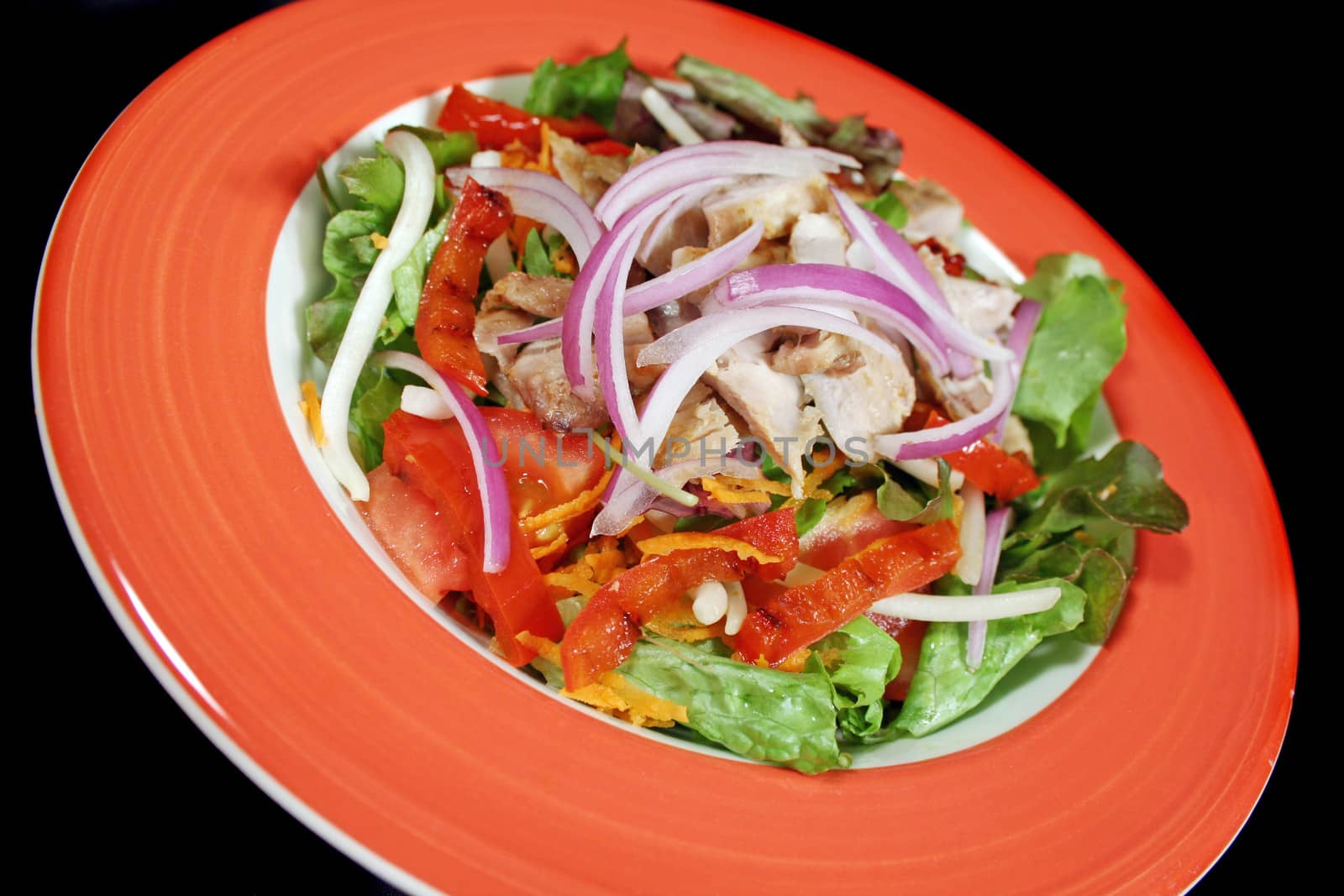 Grilled chicken salad with chargrilled peppers