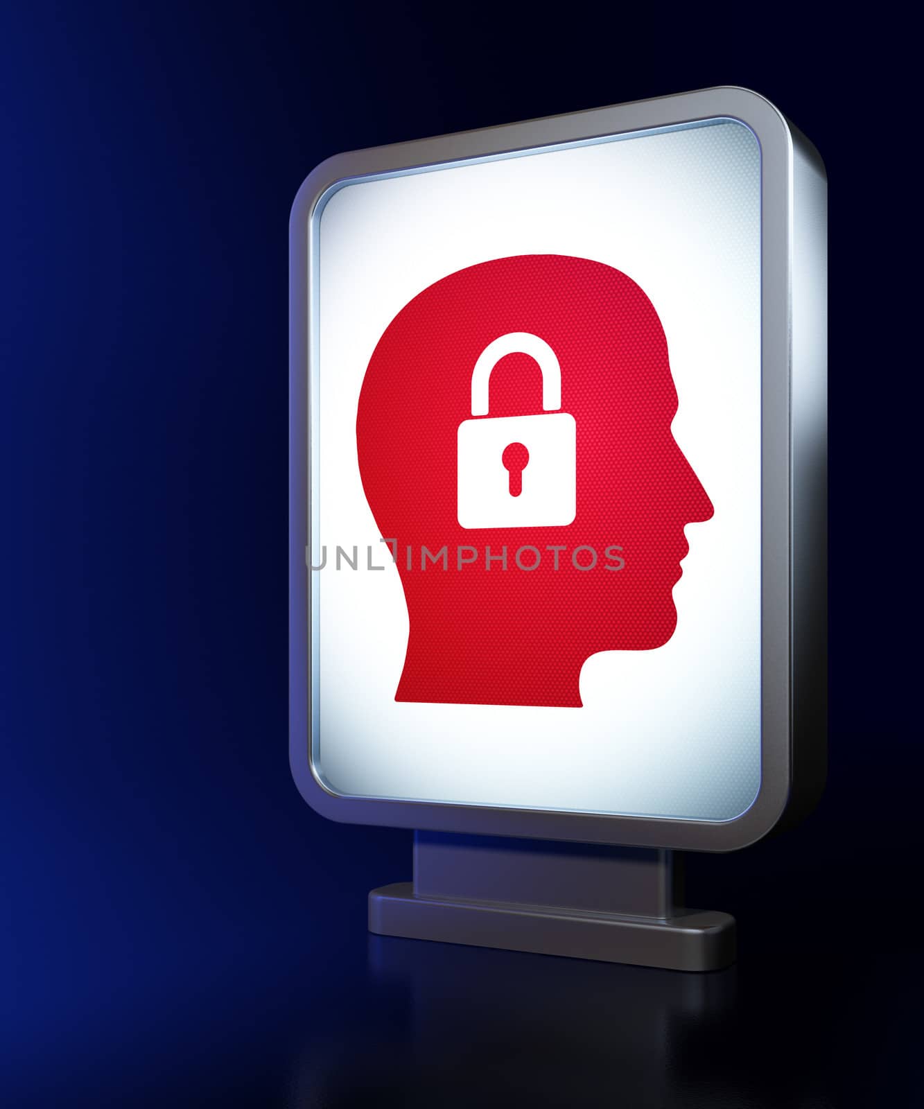 Data concept: Head With Padlock on billboard background by maxkabakov