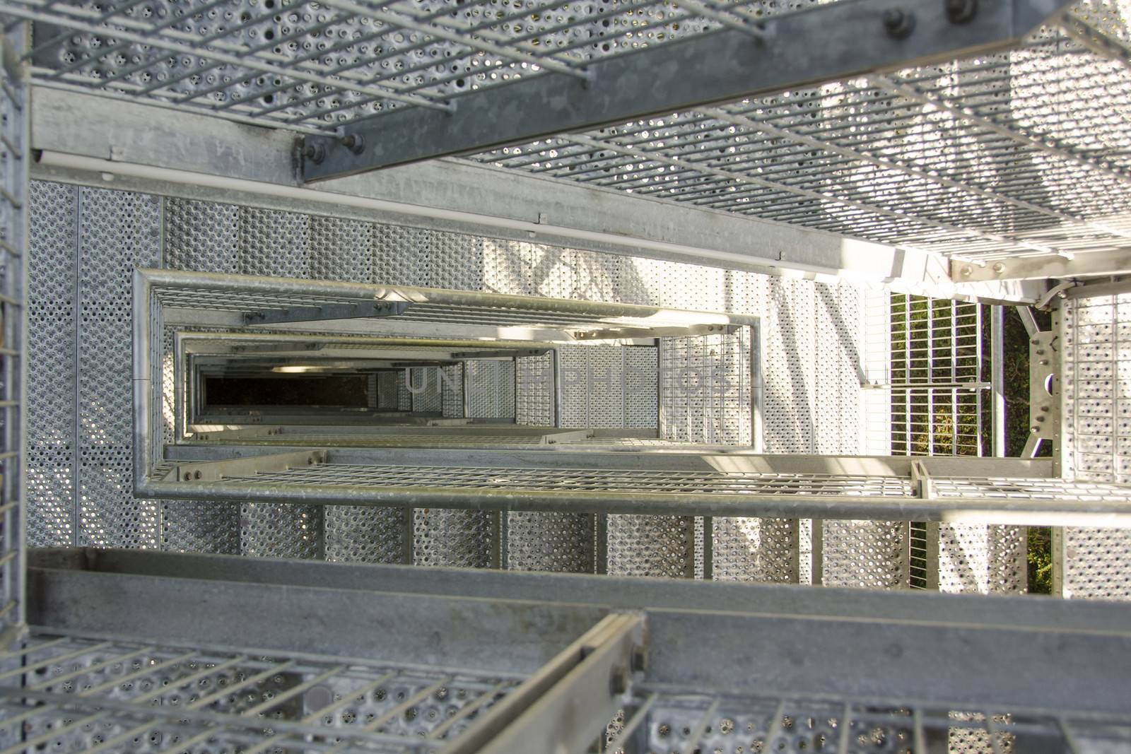 High iron safety stairs seen from above