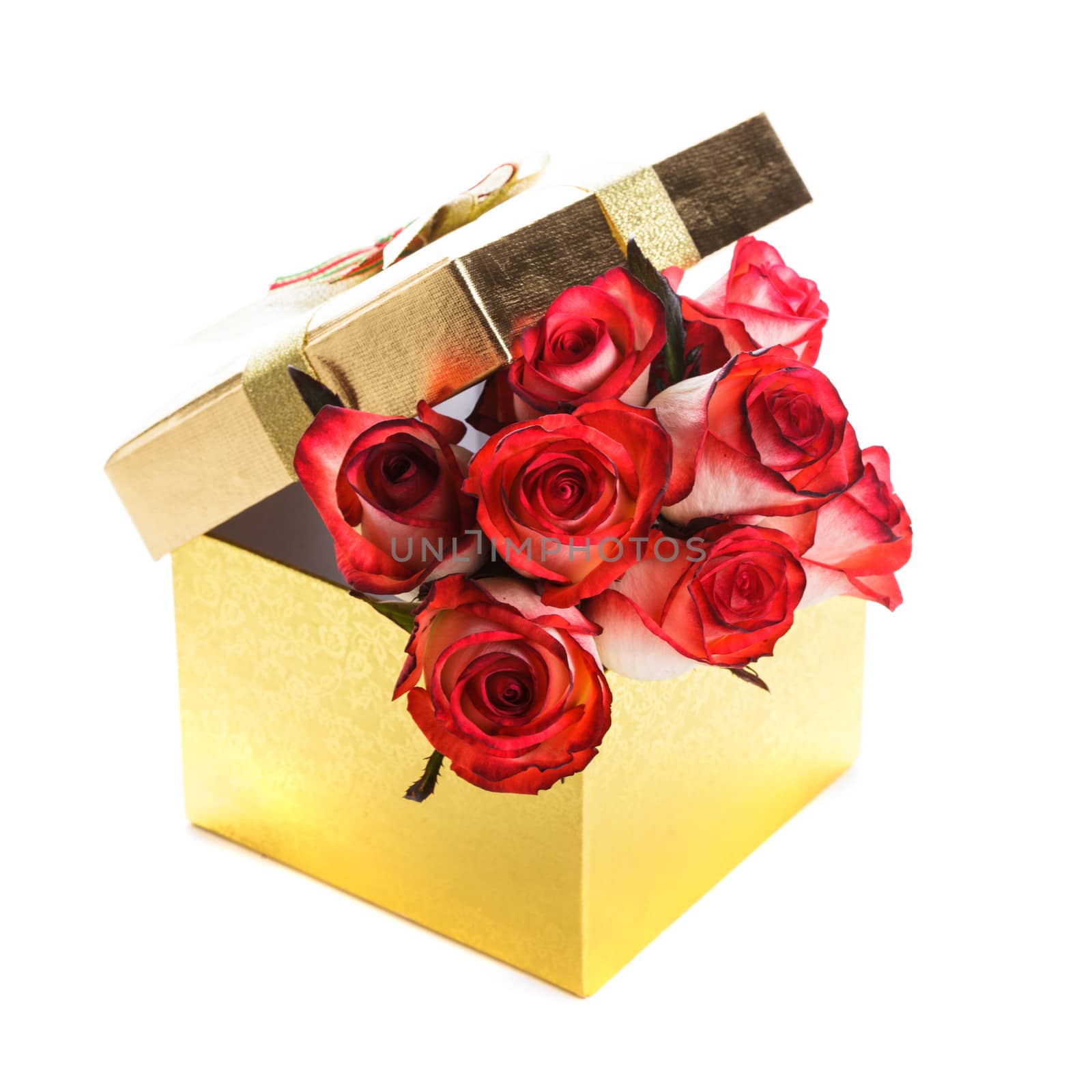 Gift box and bouquet of roses by oksix