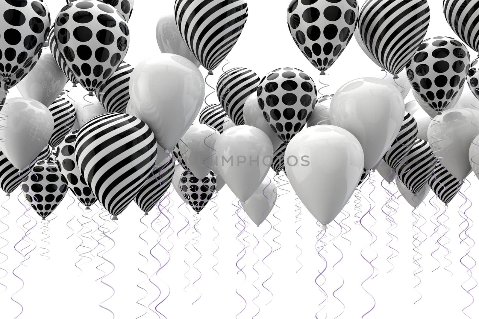 3d image of abstract black and white ballons