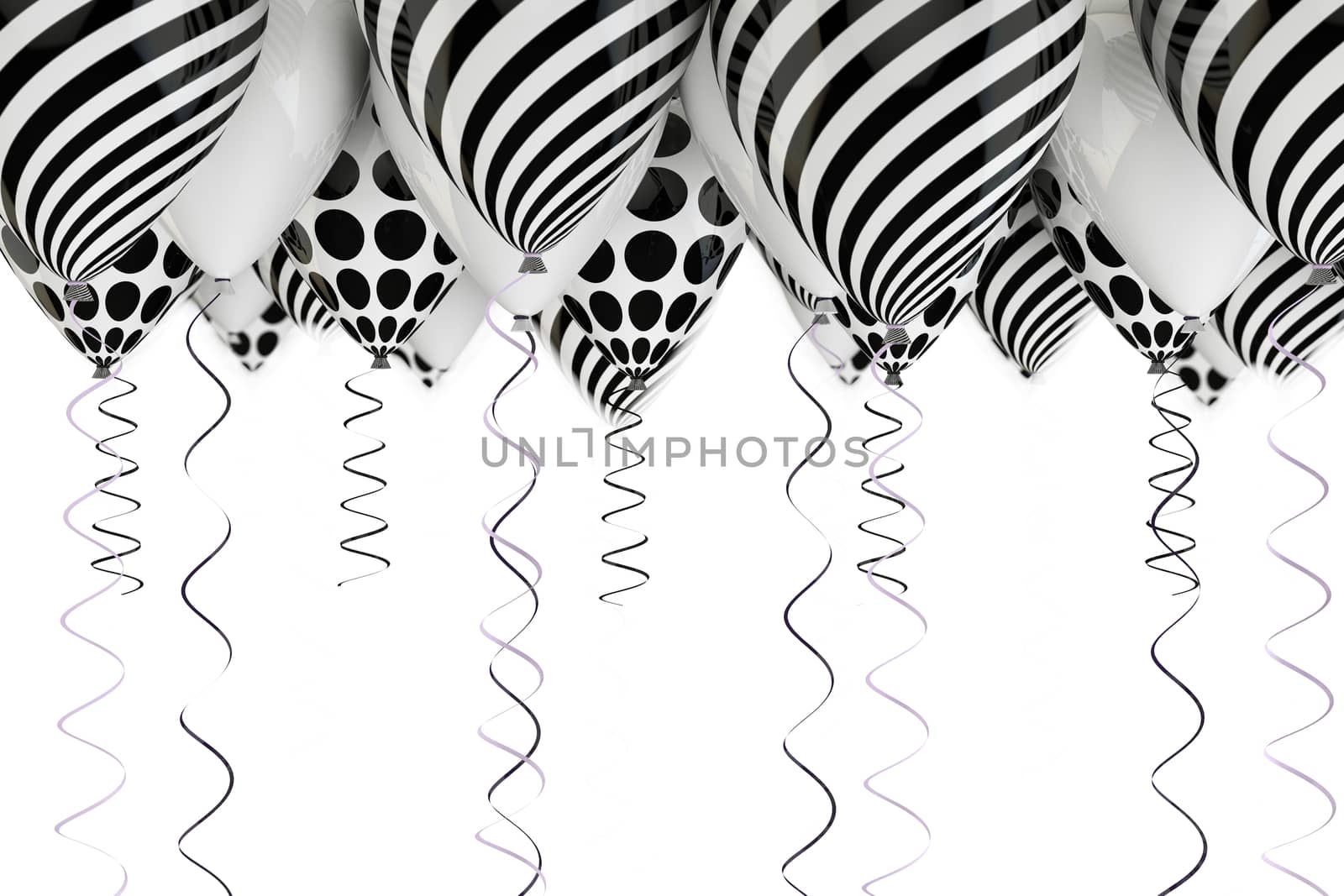 3d image of abstract black and white ballons