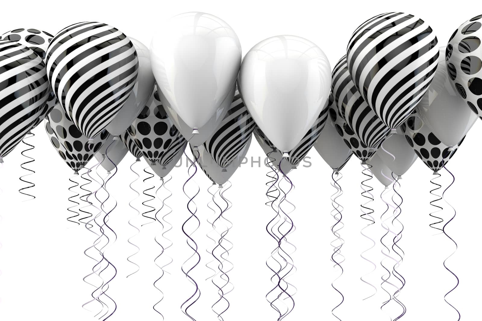 3d image of abstract black and white ballons