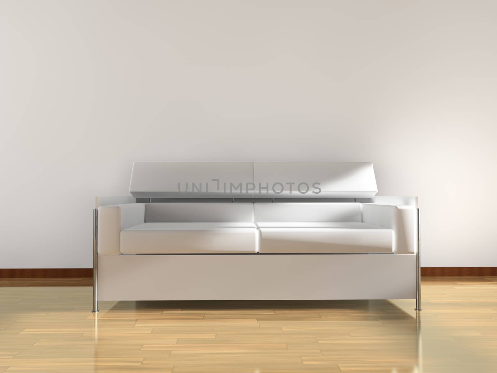 3d interior architecture.Modern sofa and parquet floor