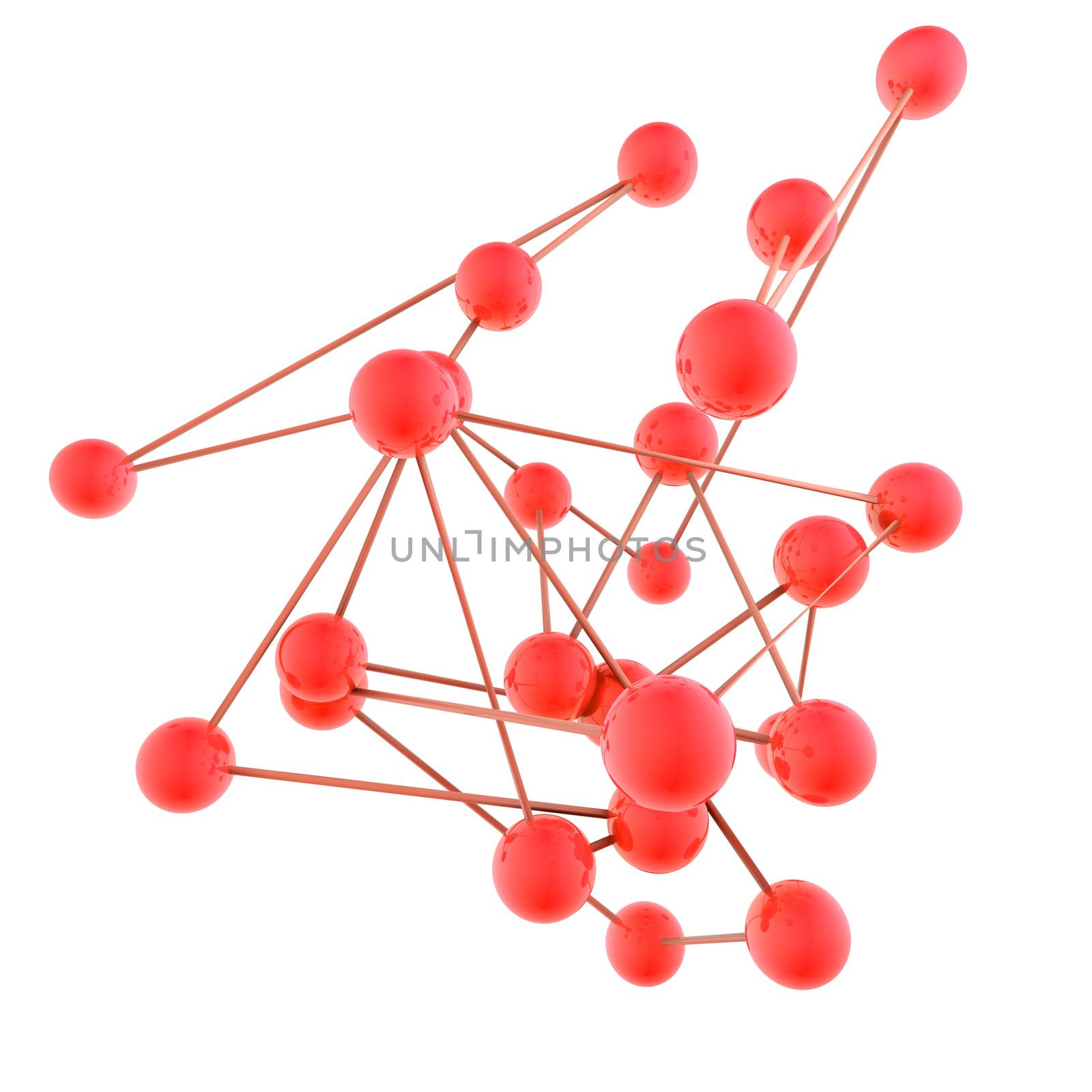 3d image of red diagram.Networking and internet concept.