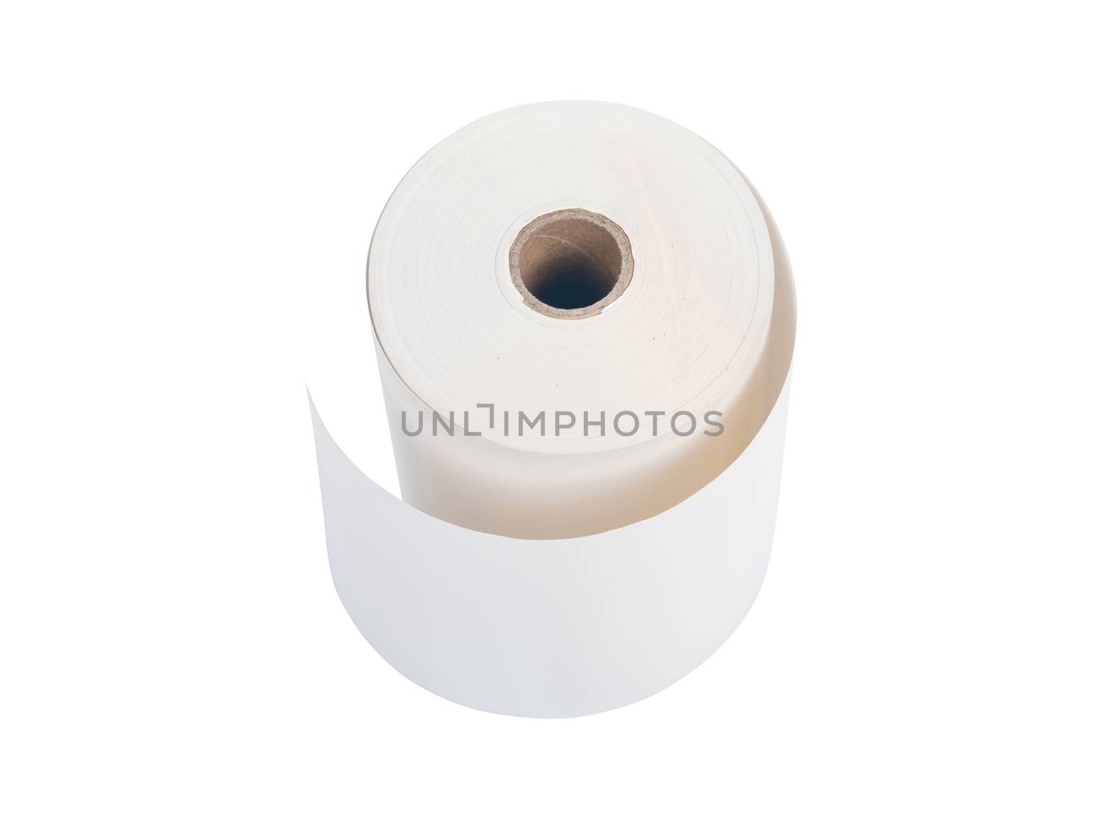 white office paper roll isolated on white background