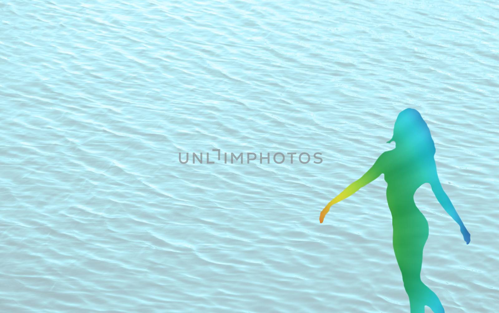 joyful illustration of woman twirling and ocean