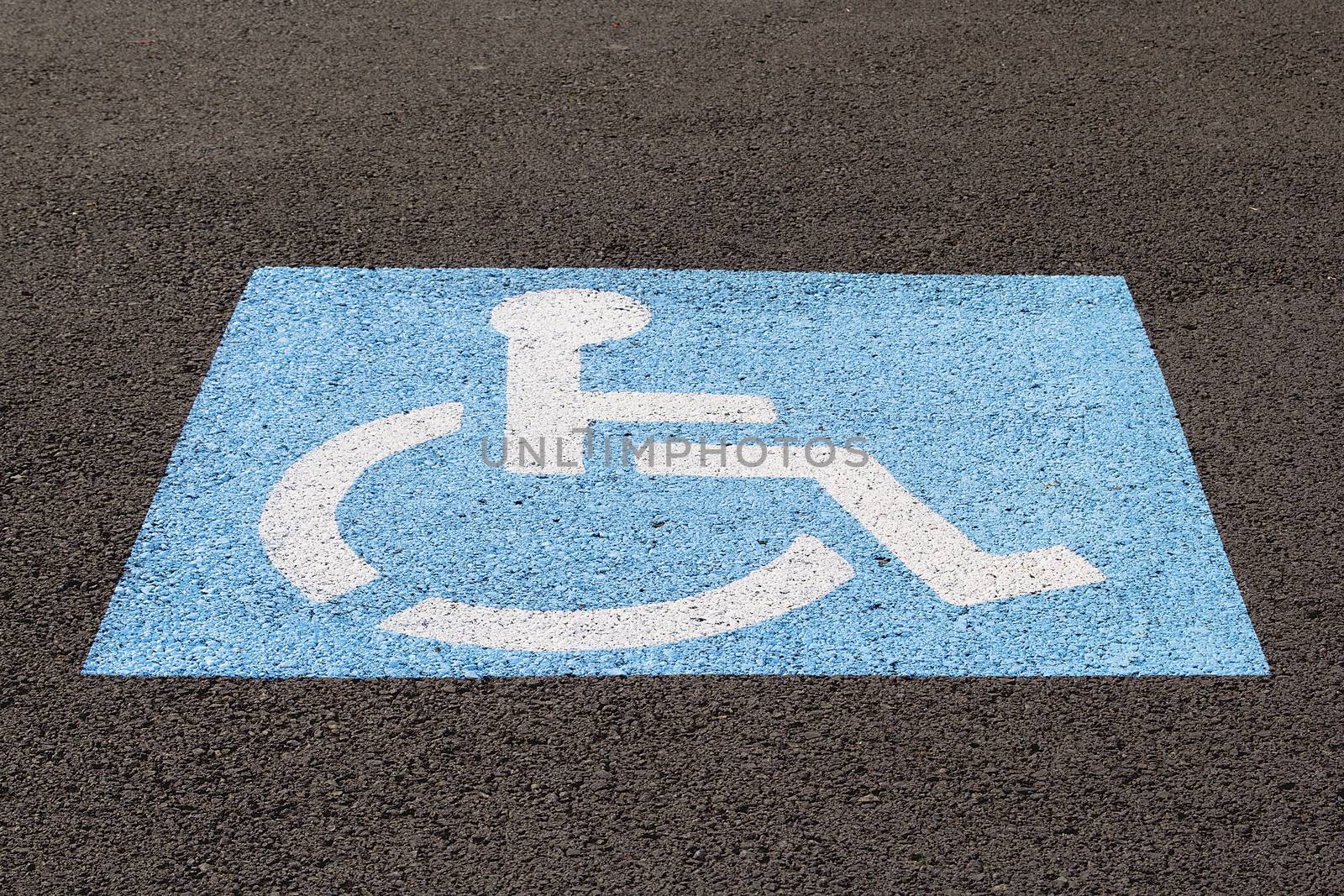 Handicapped Parking Space at Business Location Closeup