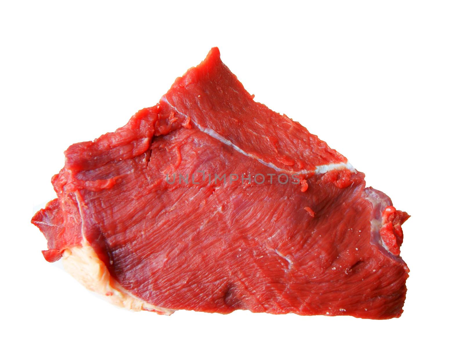 Damp meat on white background is insulated