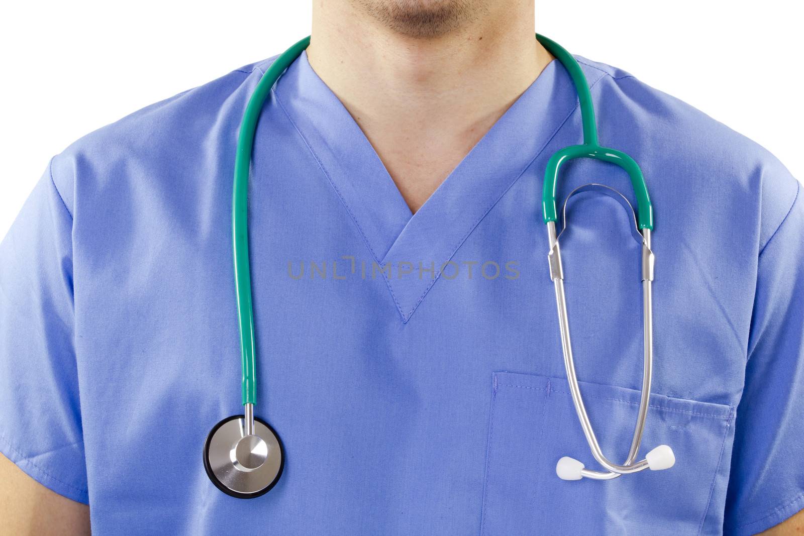 Doctor in uniform with a stethoscope. Medical Practice.
