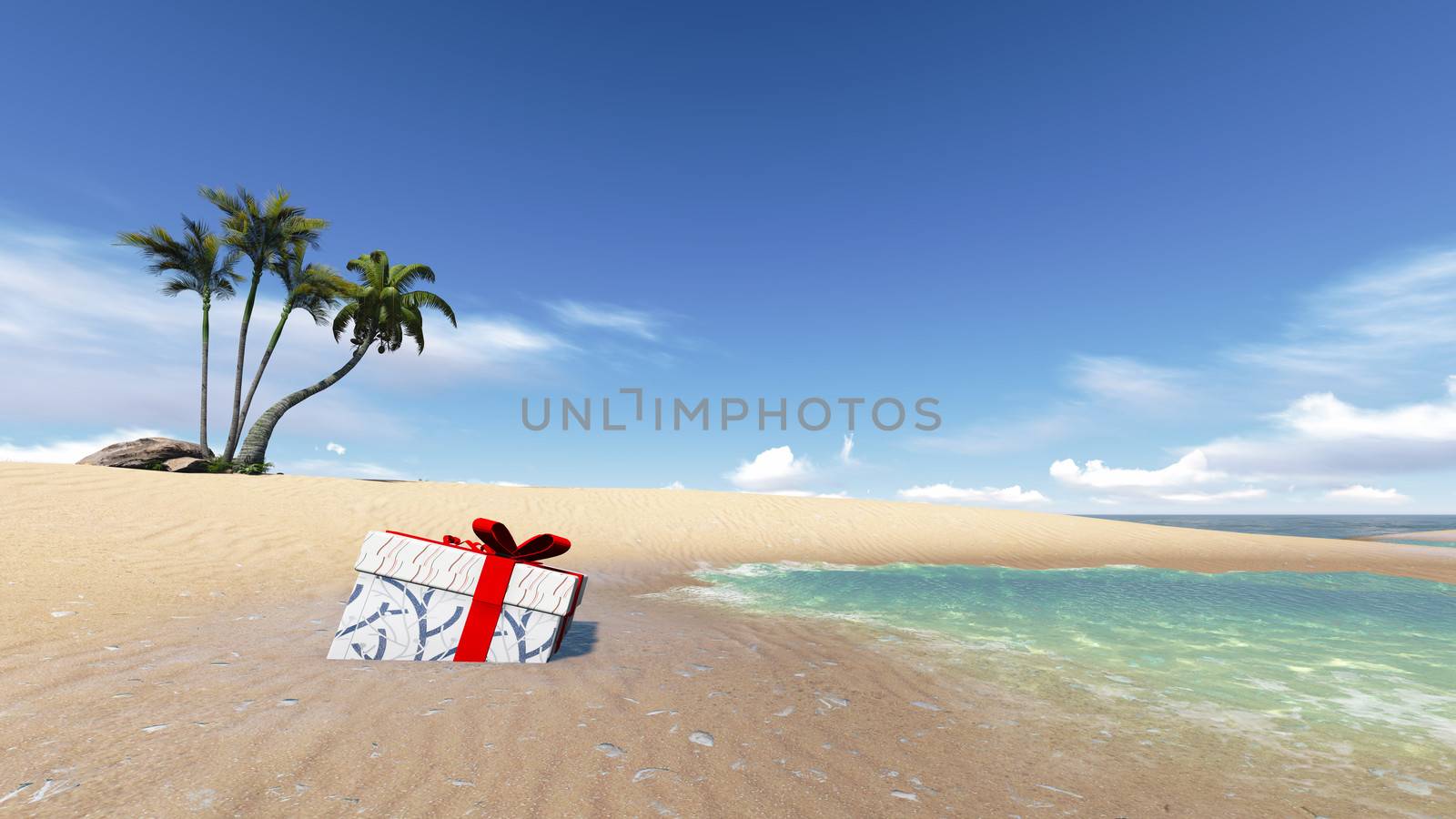 gift box is aground on the beach.