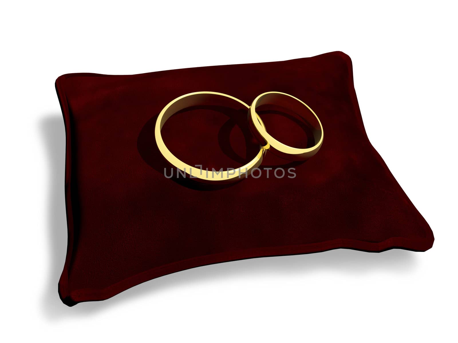 3d illustration of a gold wedding rings