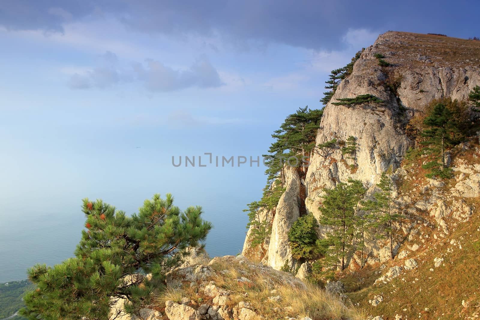 Movement of the clouds on the mountain Merdven-Kayasy. Crimea, Ukraine