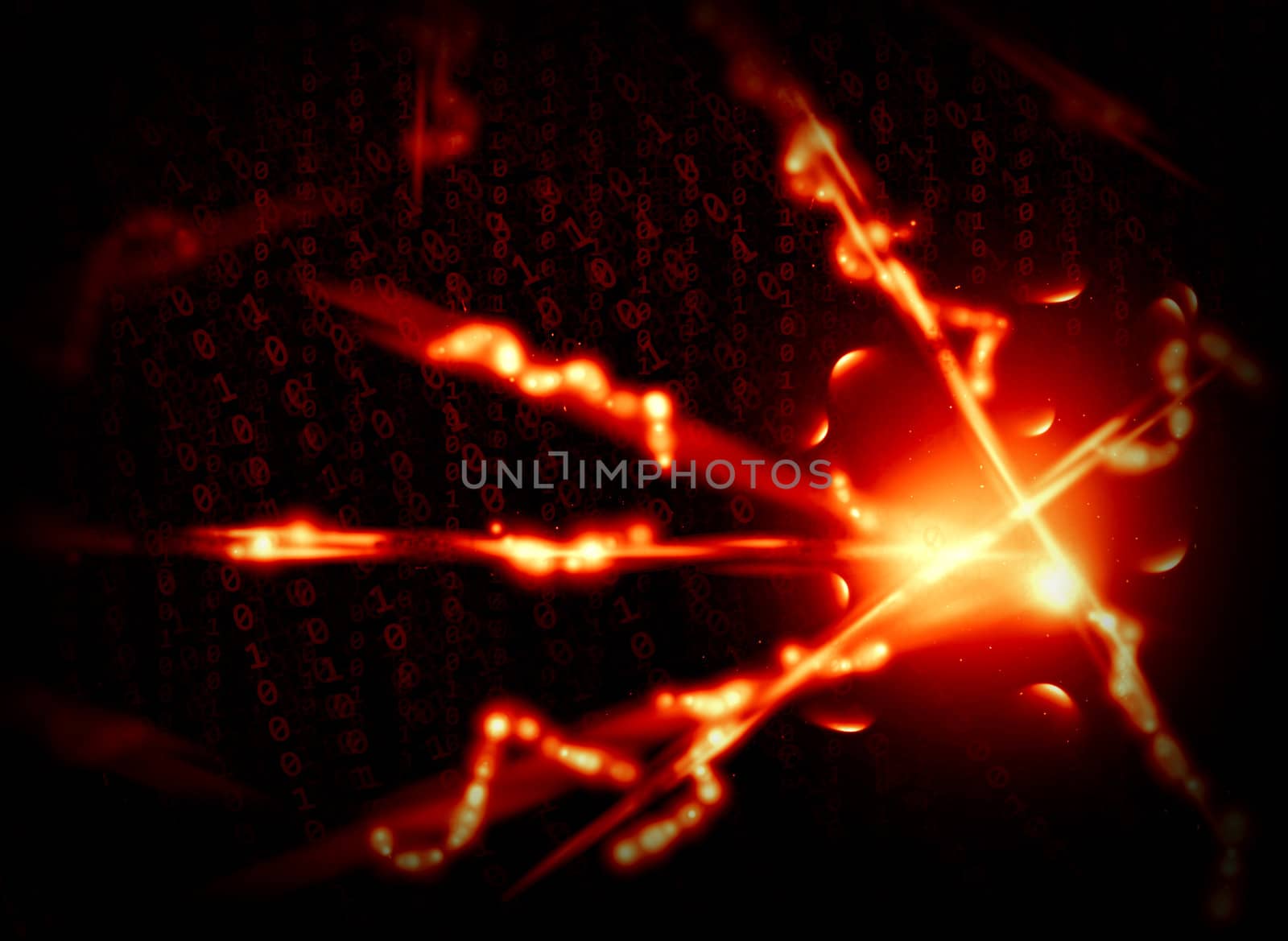 Glowing digital code on a dark background by cherezoff
