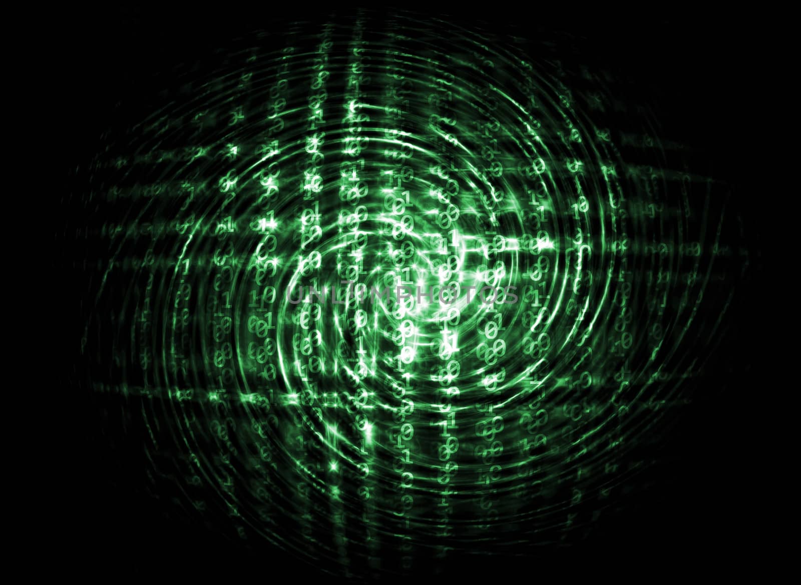 Glowing digital code on a dark background by cherezoff