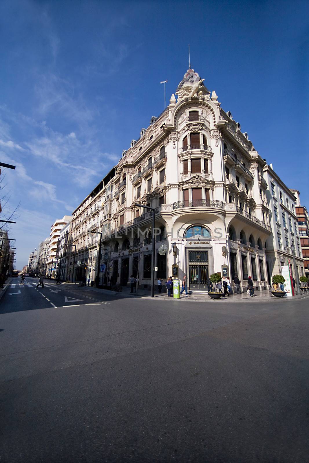 Bank building, no. 2 of Gran via, building of the 20th century french style, Granada, Spain