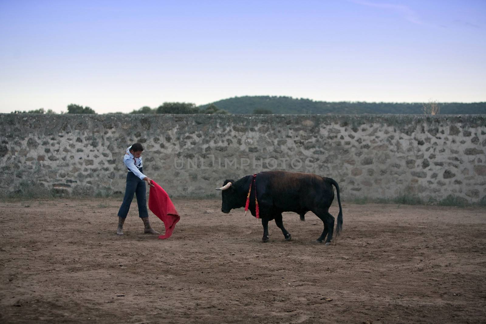 The Spanish bullfighter David Valiente Bullfight at tentadero, Jaen, Spain, 8 september 2009