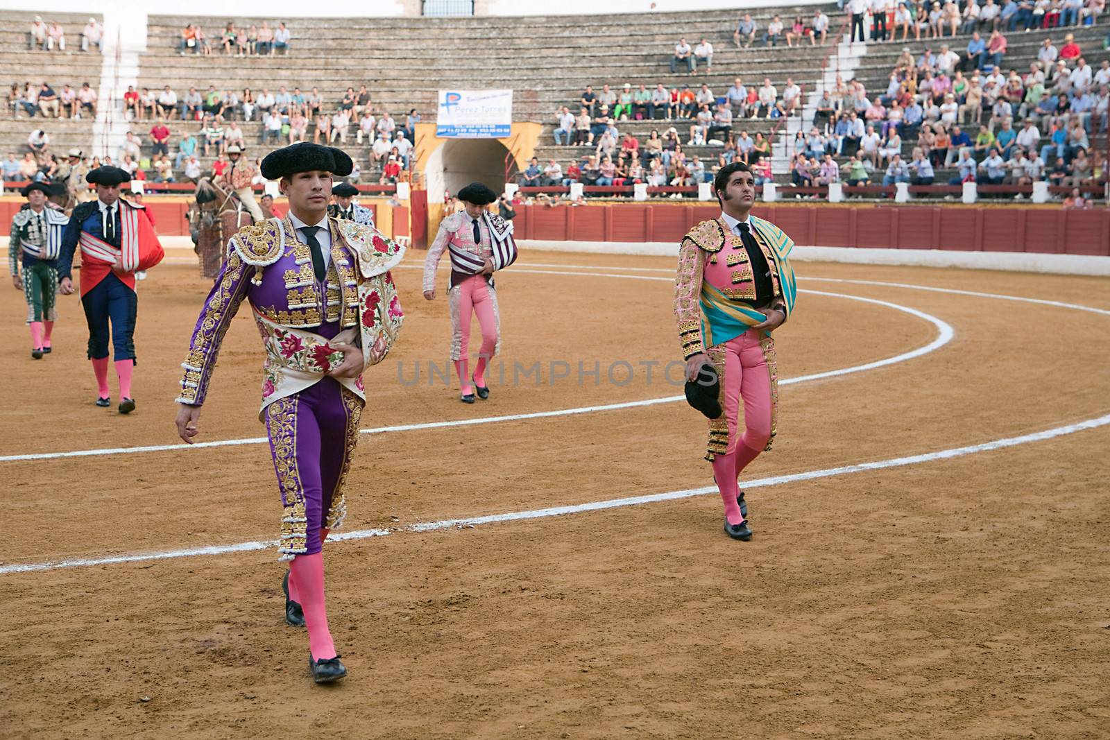 Bullfighters at the paseillo or initial parade, Andujar, Spain by digicomphoto