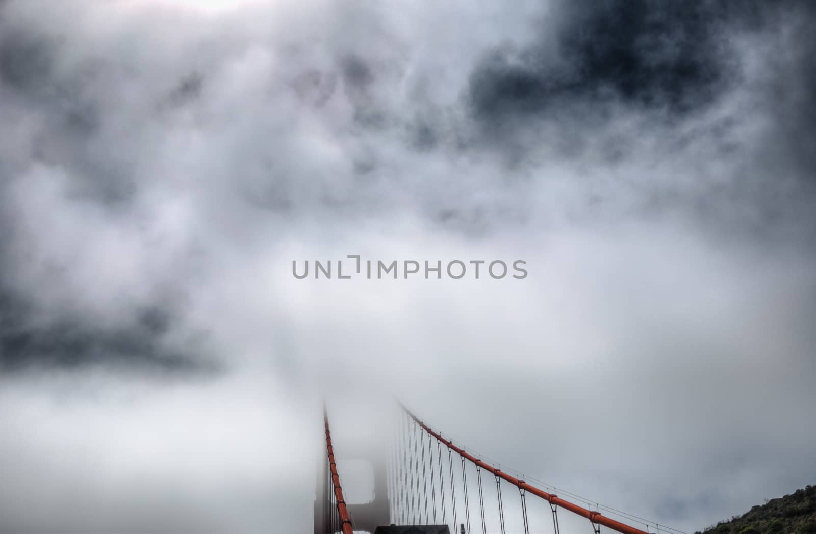 Golden Gate Bridge in San Francisco, California, USA totaly in Fog