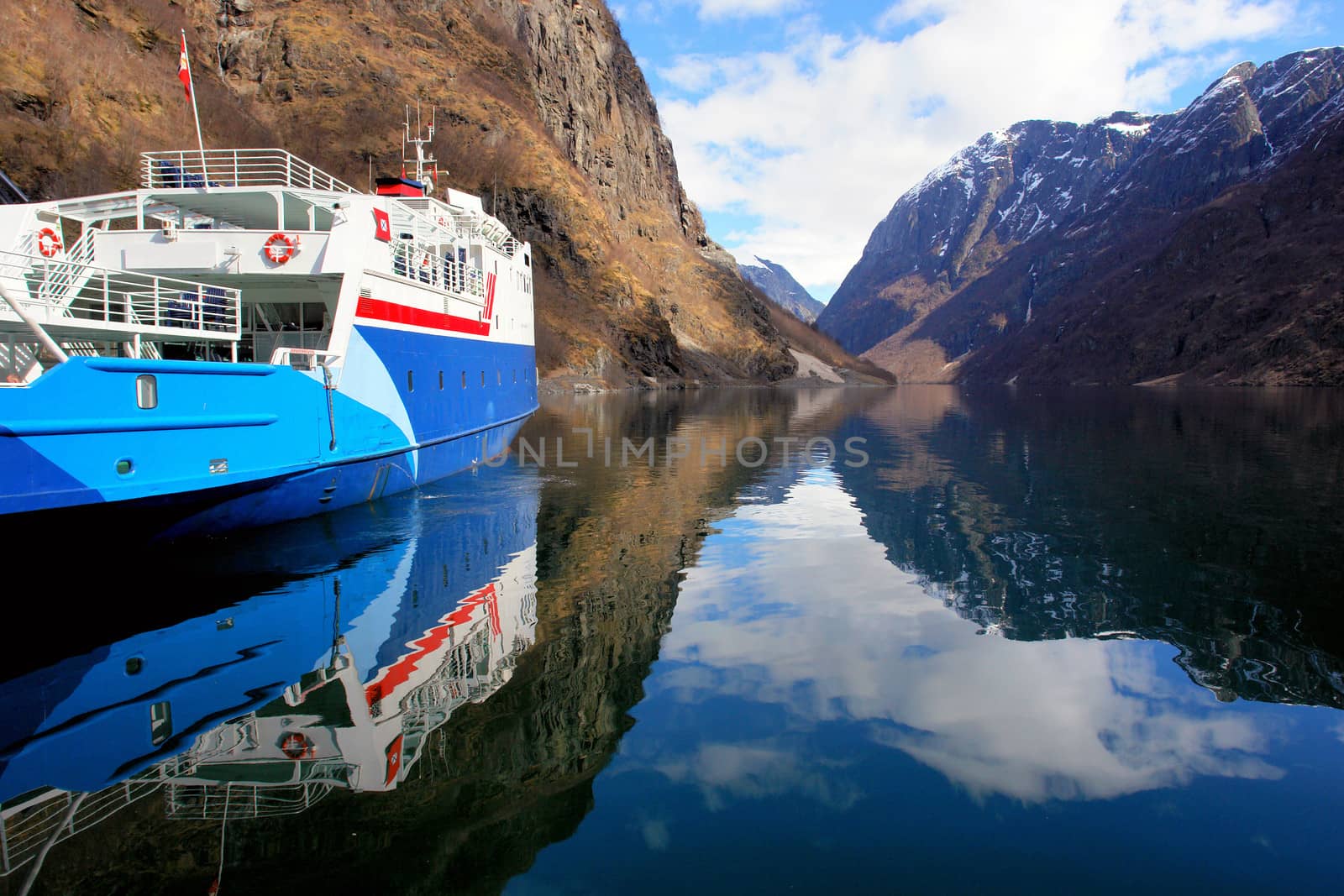 Ferry boat stoped in Noraway fjord