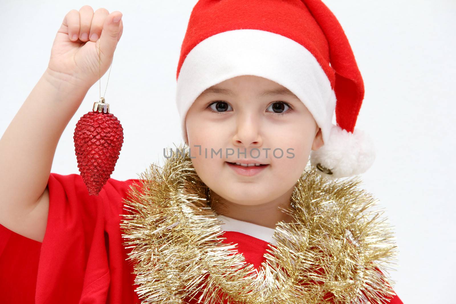 little child face with santa hat