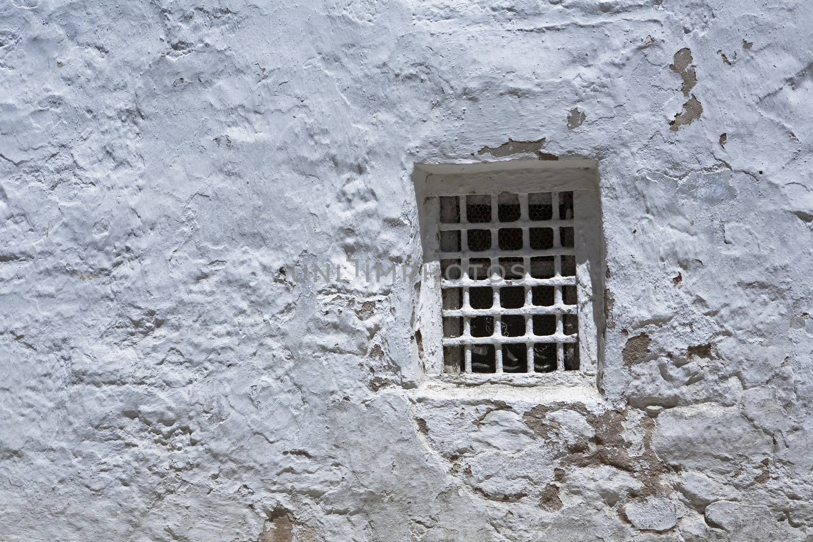 Little window on a whitewashed wall, Sabiote, Jaen province, Andalusia, Spain
