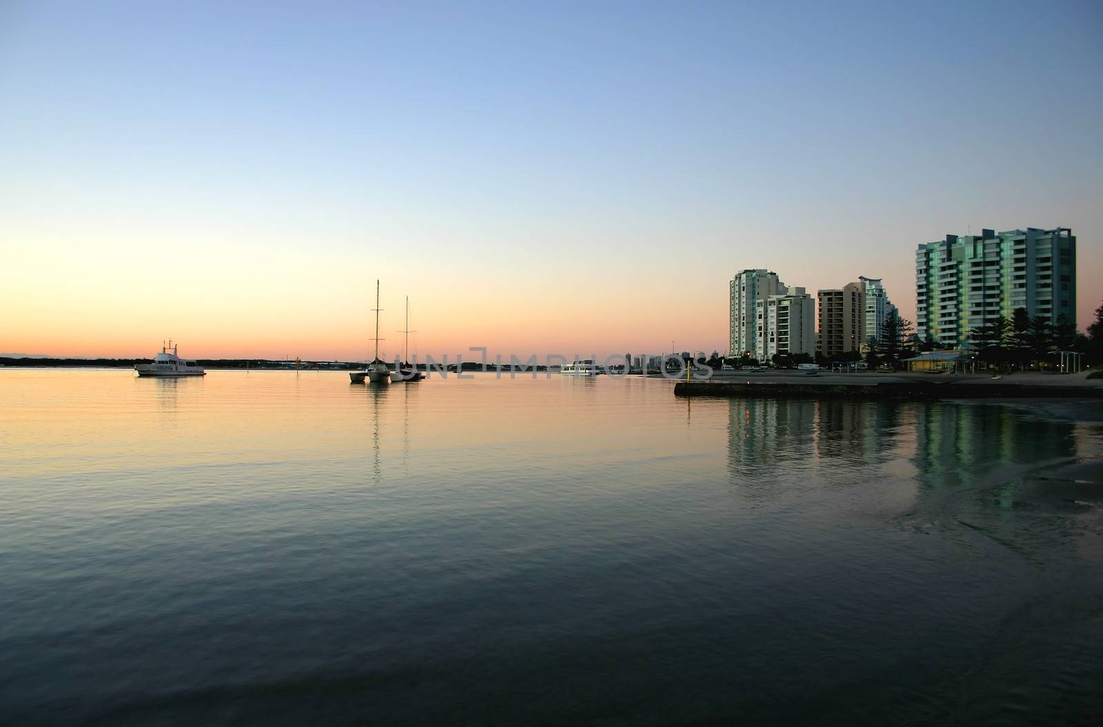Coastal hamlet in the stillness just before dawn.