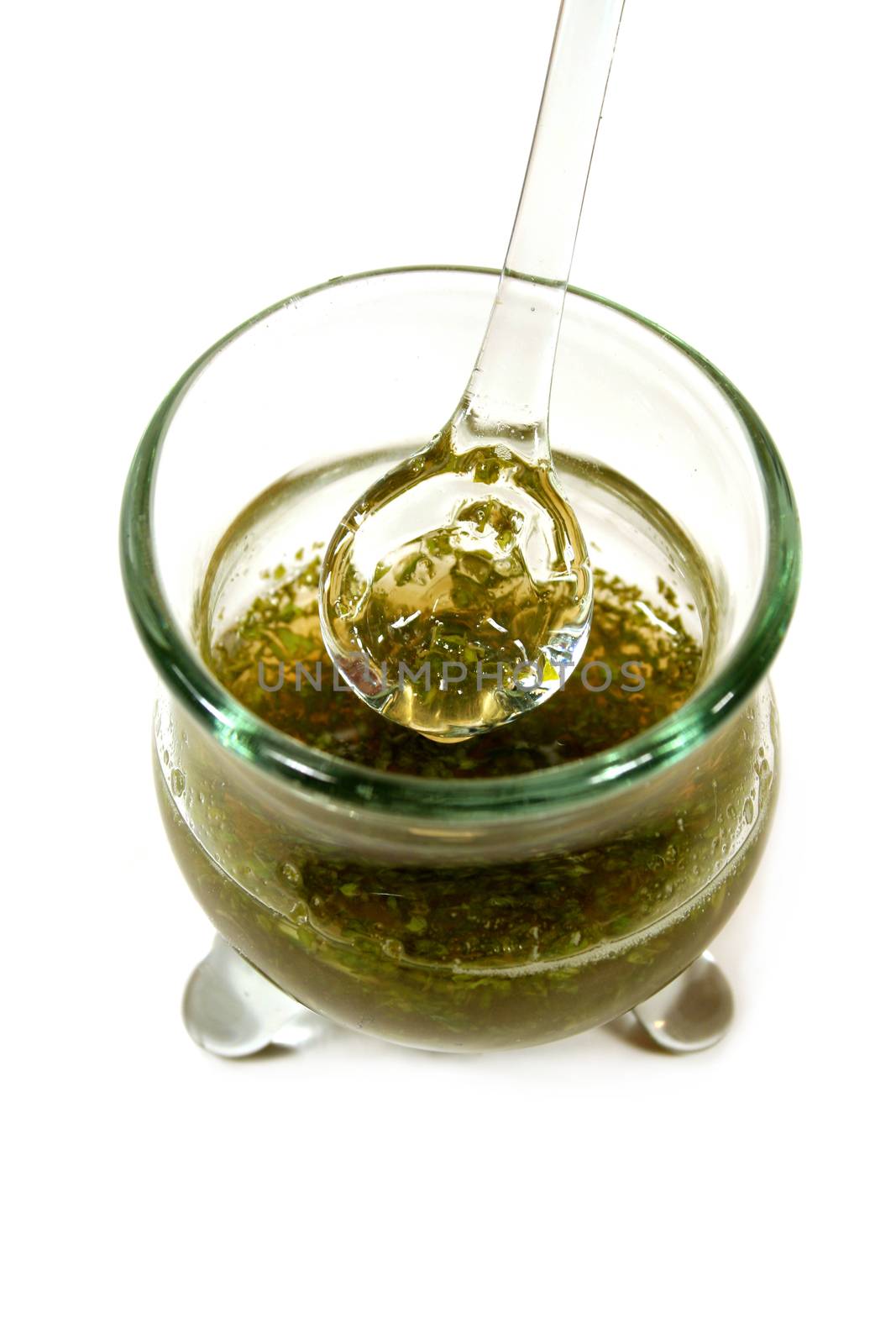 Bowl of of fresh home made mint sauce.