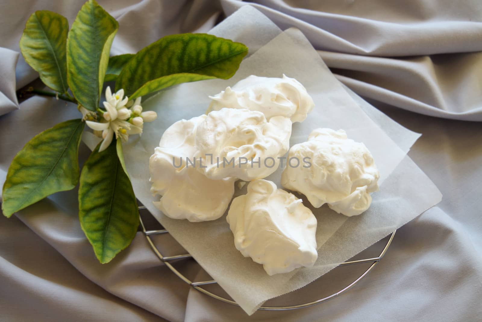 Fresh baked meringues cakes straight from the oven ready to serve.