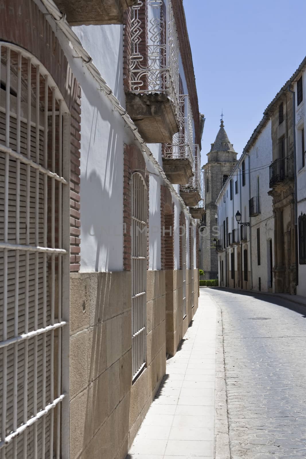 Mid afternoon in Street of Sabiote, Jaen province, Andalusia, Spain