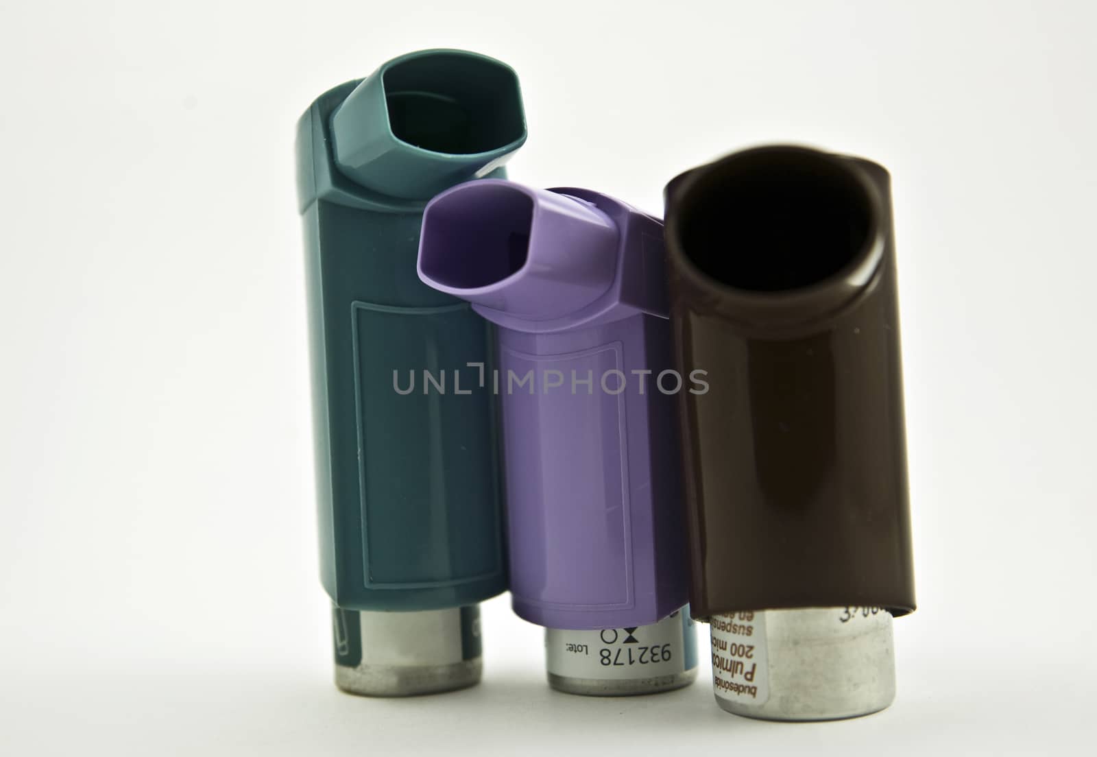 Inhaler with a drug on a white background