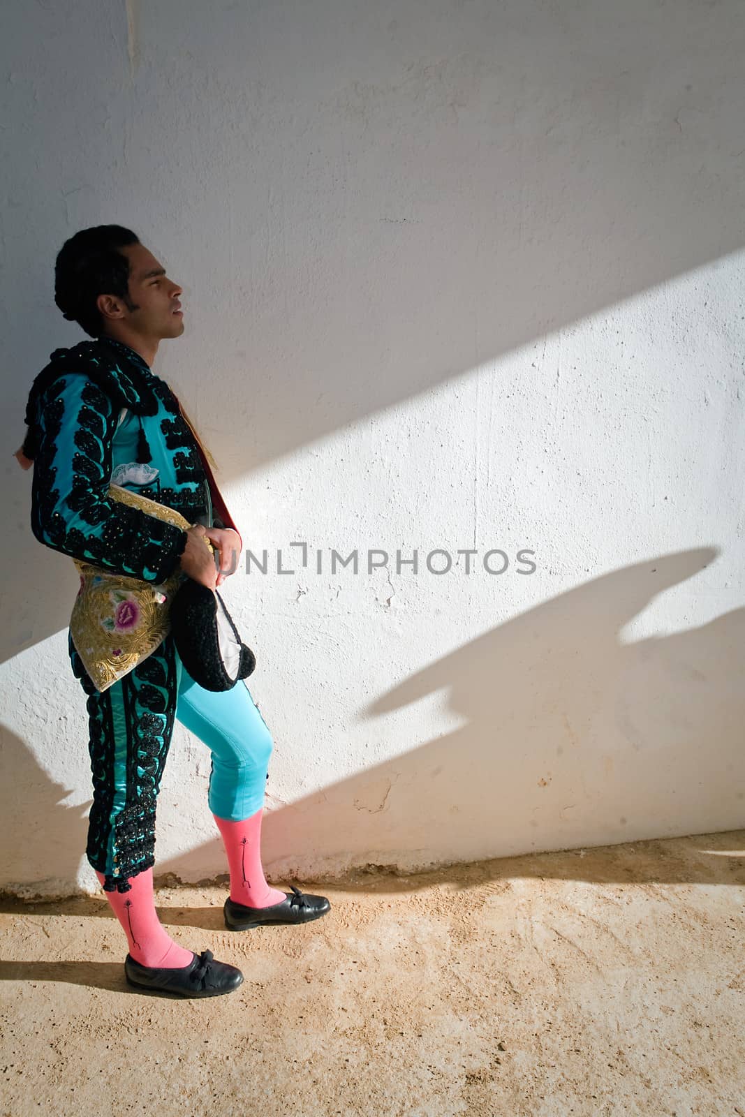 The Colombian bullfighter Luis Bolivar in the alley of the bullring of Baeza, province of Jaen, Spain, 15 august 2010