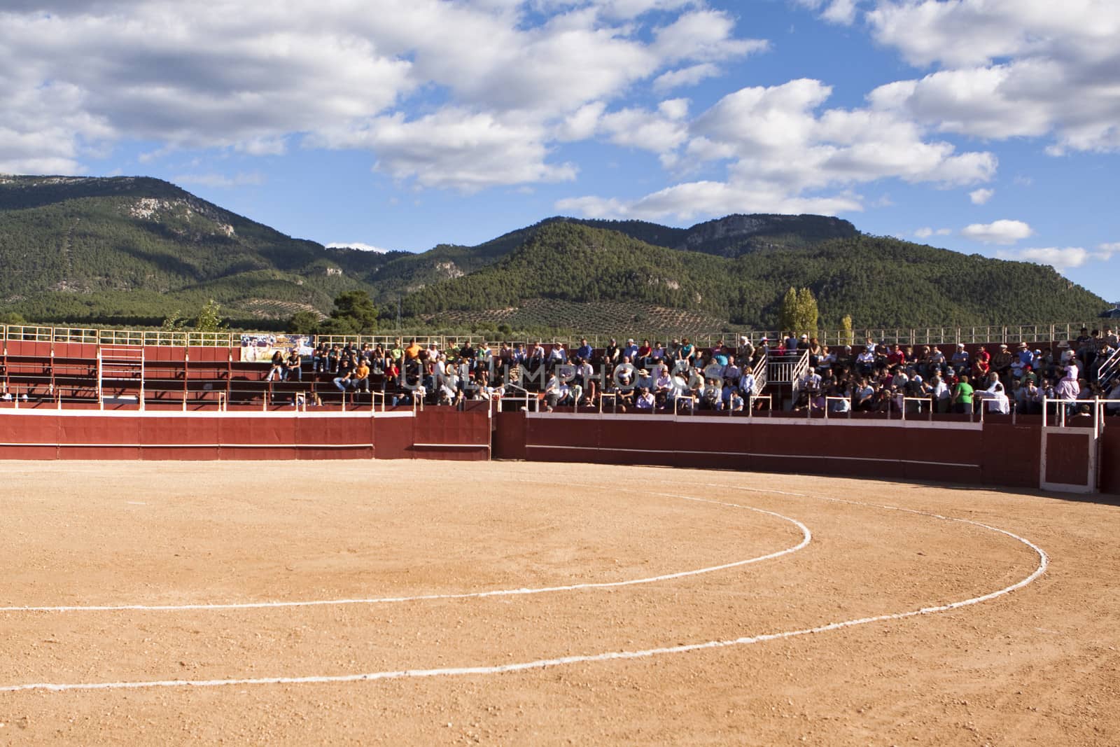 Portable bullring in Cortijos Nuevos, Jaen province, Spain