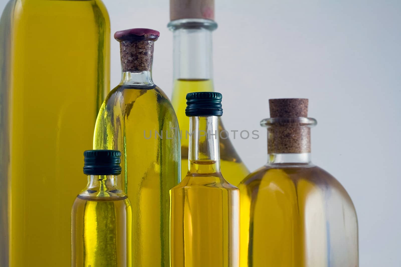 Bottles of extra virgin olive oil, green gold of Andalusia, Spain	