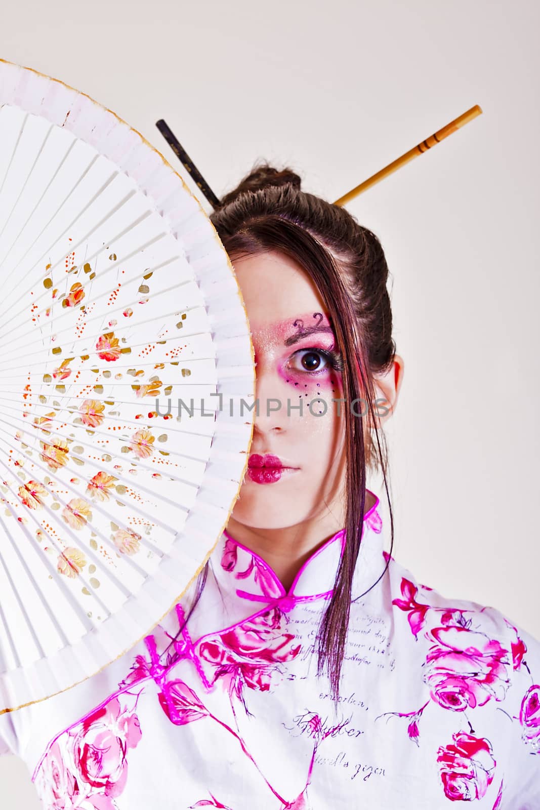portrait of geisha. traditional make up