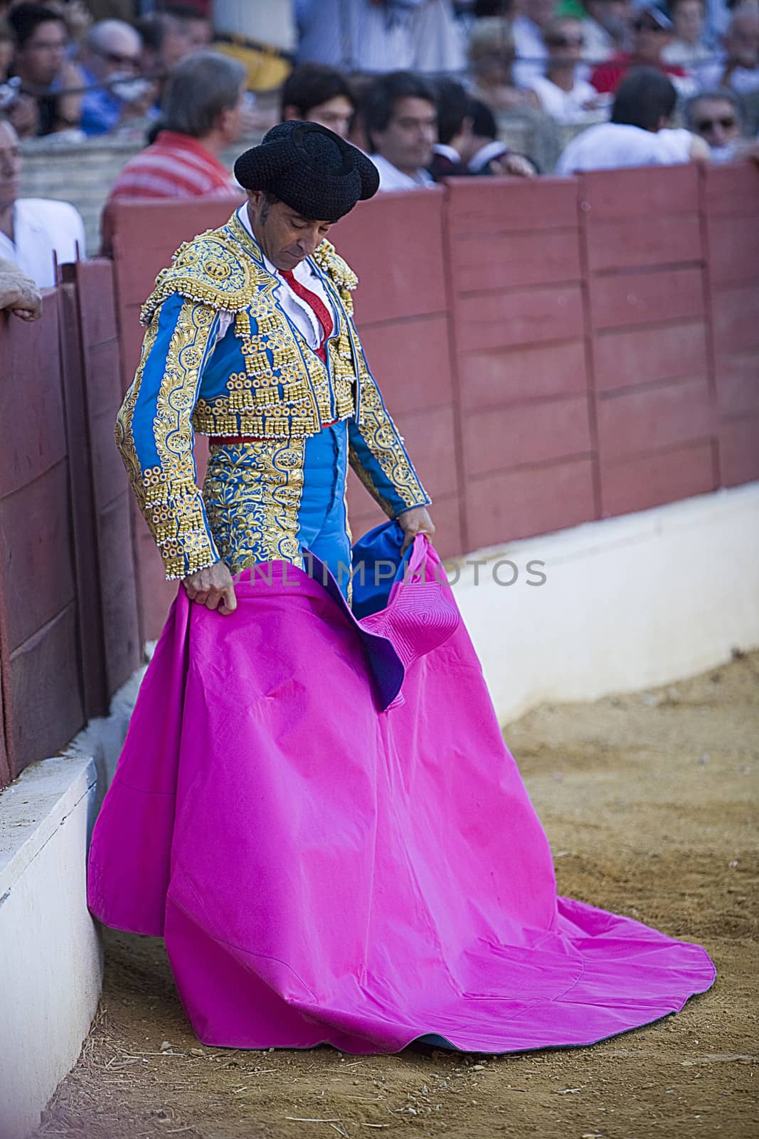 The spanish bullfighter Luis Francisco Espla with the Cape before the Bullfight, Baeza, Jaen province, Spain, 15 august 2009