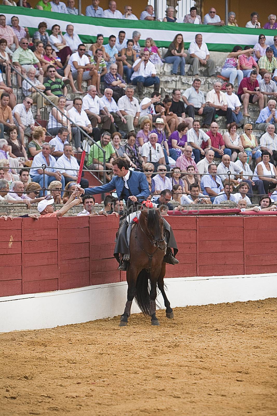 Andy Cartagena, bullfighter on horseback spanish, Baeza, Jaen province, Spain, 13 august 2010