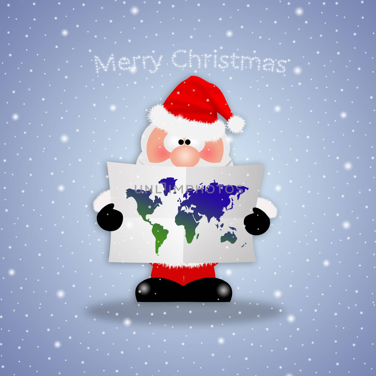 Santa Claus with map